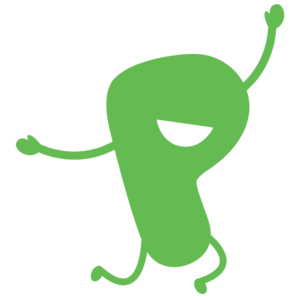 A green Playful Schools character.