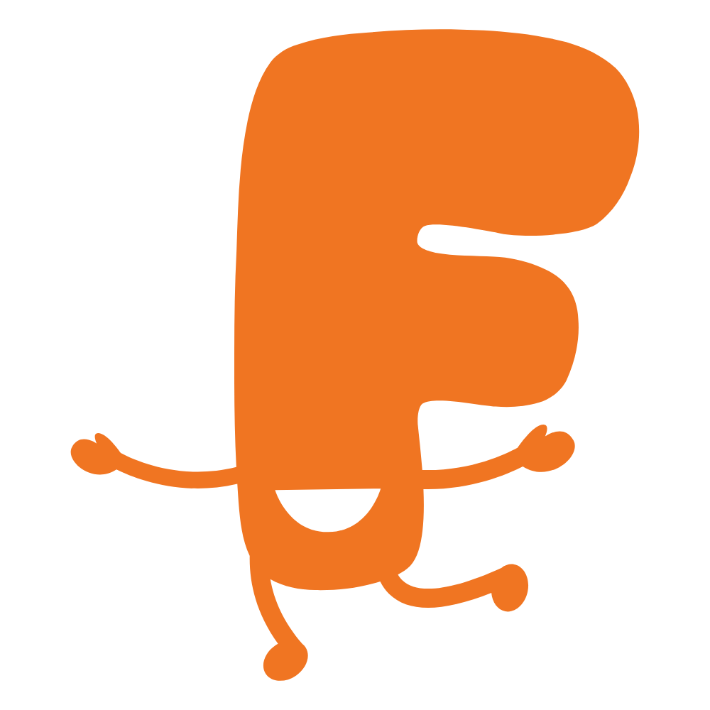 An orange Playful Schools character.