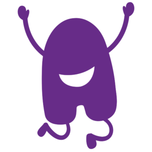 A purple Playful Schools character.