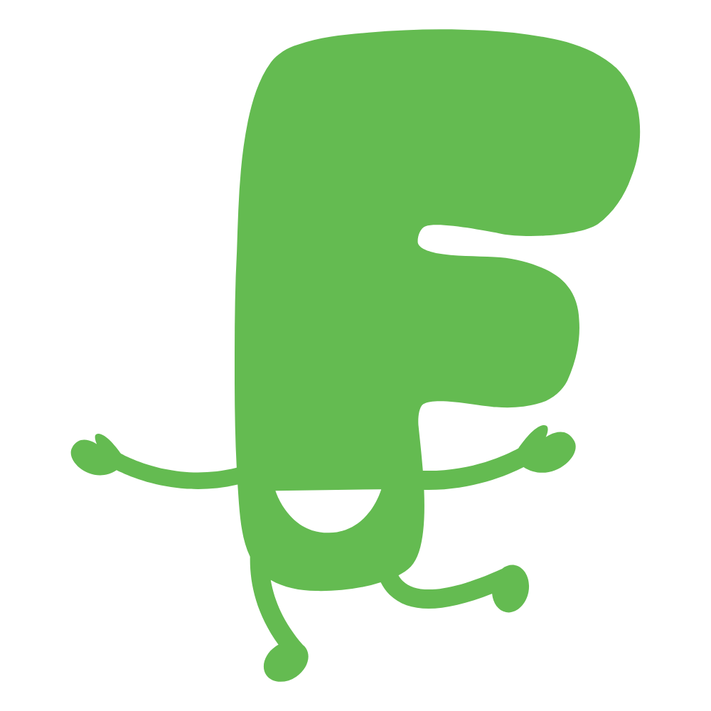 A green Playful Schools character.