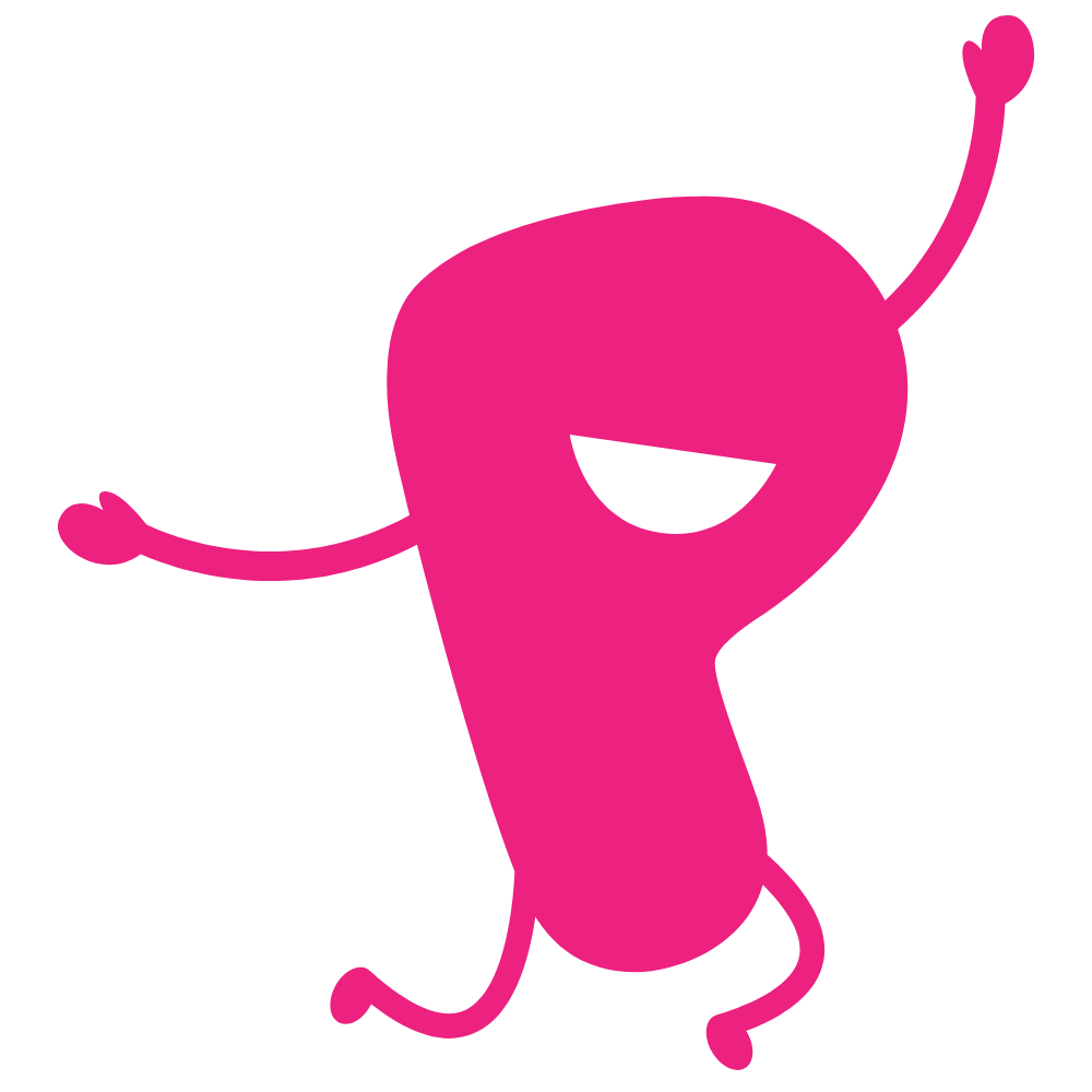 A pink Playful Schools character.