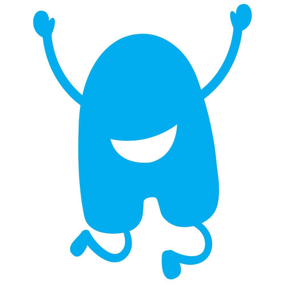 A blue Playful Schools character.